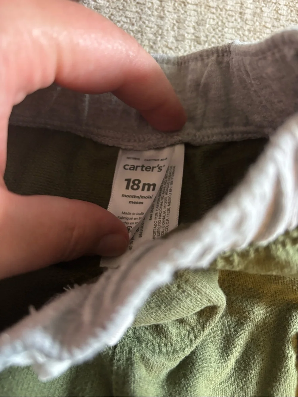 Kids Olive Cargo Sweatpants with Gray Waistband